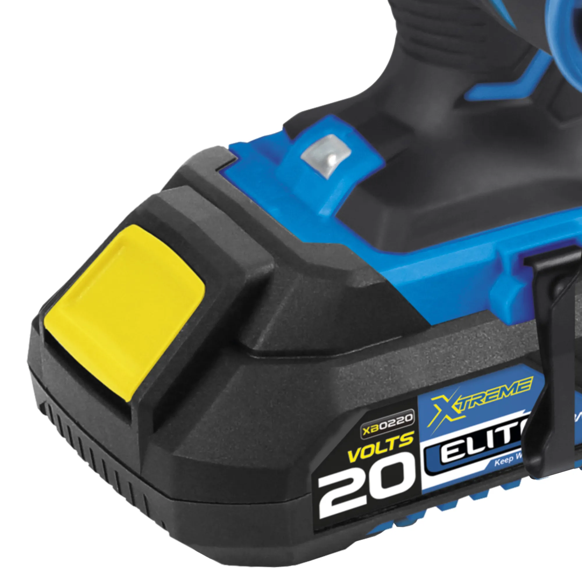 Taladro inalámbrico percutor 20V Mandril 2" - 13mm 1.650RPM ELITE XTREME con 2 Baterías, Cargador, Clip Cinturón, Punta Destornillador y Estuche Plástico